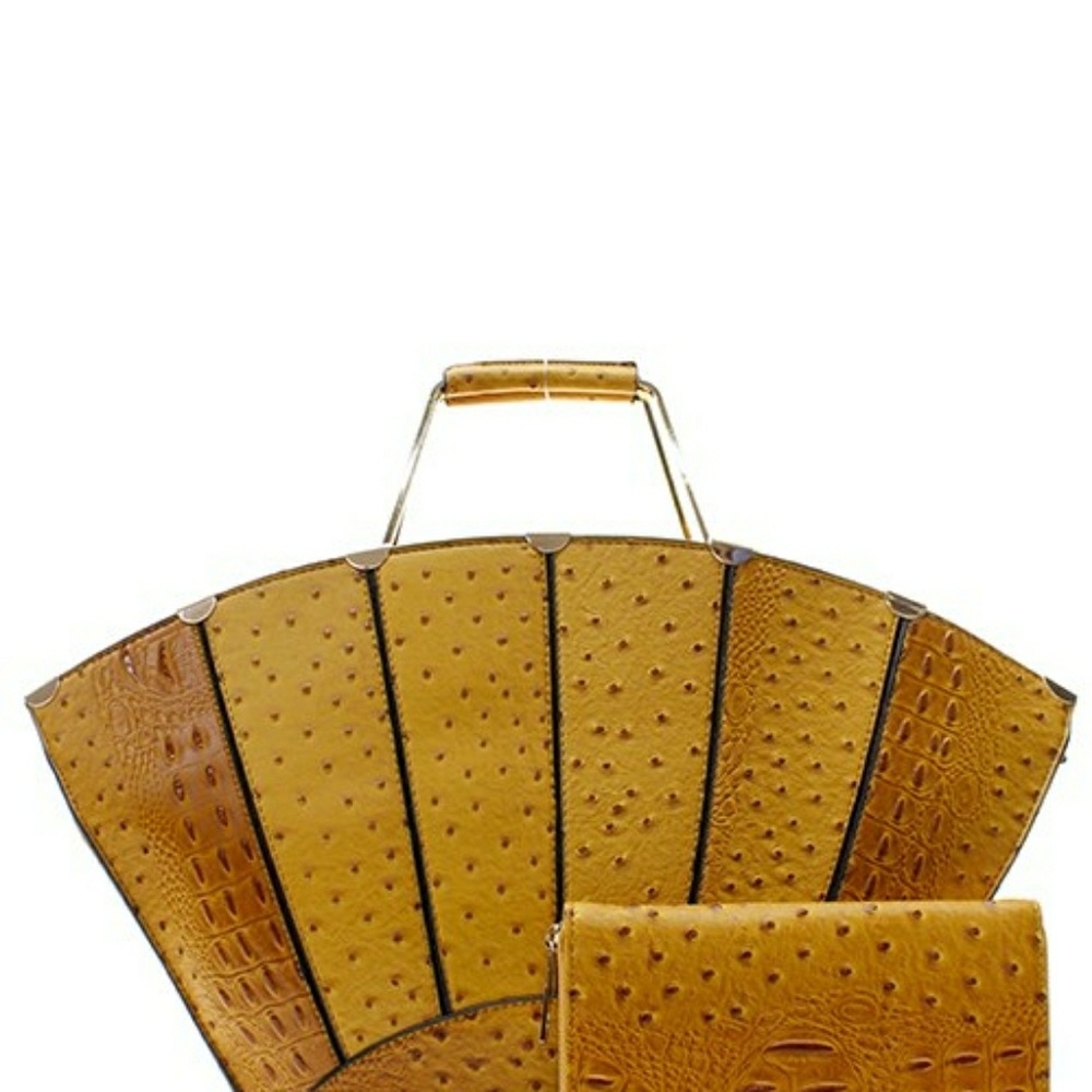 Faux ostrich  purse in Mustard yellow